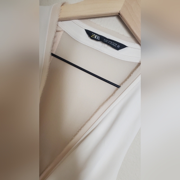 Zara Unique Elegant White Cream Back Transparency and Bow Side Ziper Light Dress - Picture 4 of 4